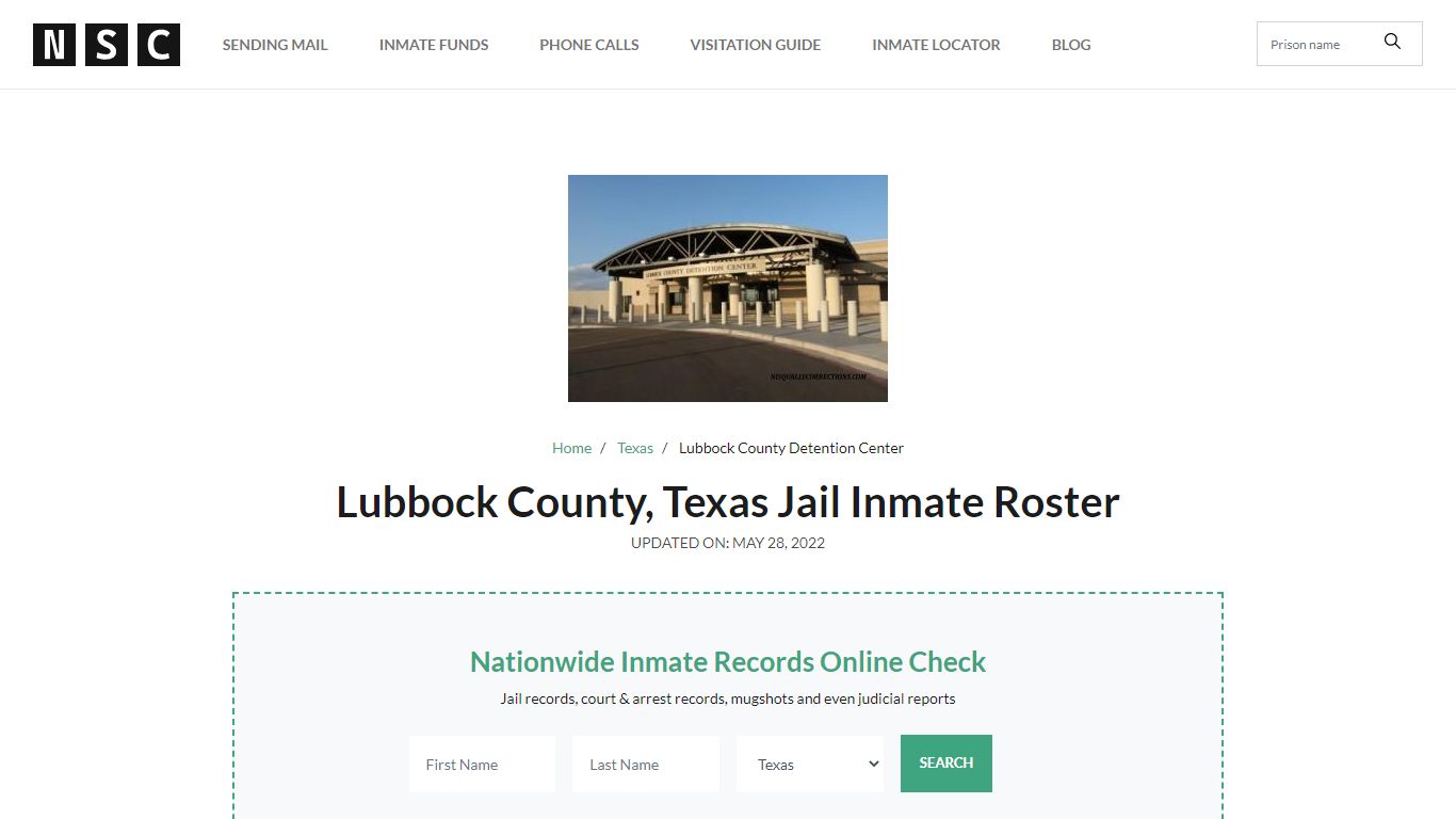 Lubbock County, Texas Jail Inmate List